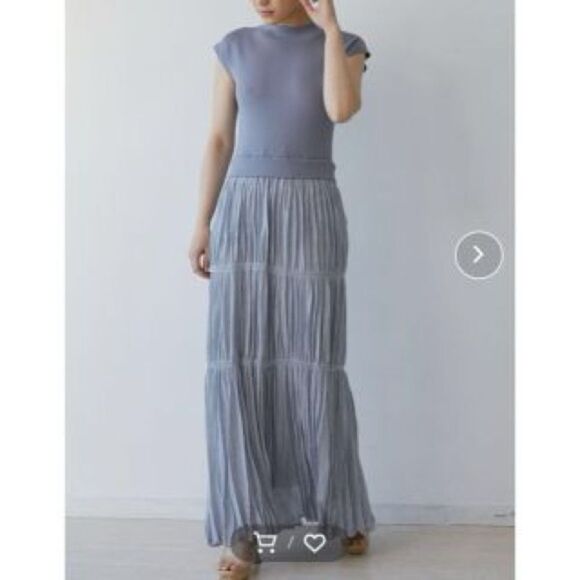 Laguna Moon Pleated Tiered Knit Dress in Blue S NWOT - Picture 15 of 16